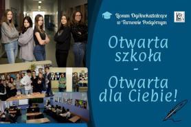 Plakat Liceum Ogólnokształcącego w Tarnowie Podgórnym - Otwarta szkoła, otwarta dla ciebie.