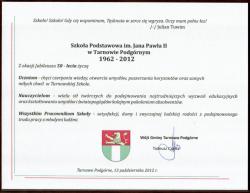 Jubileusz 50-lecia Szkoły Podstawowej im. Jana Pawła II w Tarnowie Podgórnym 1962 - 2002.