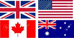 Grafika - flaga Wielkiej Brytanii, USA, Kanady i Australii