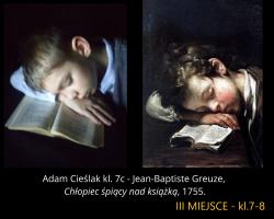Adam Cieślak kl. 7c - Jean-Baptiste Greuze "Chłopiec śpiący nad książką".