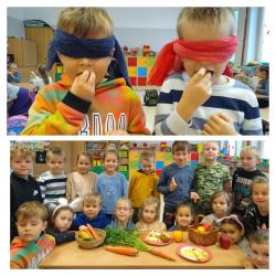 Światowy Dzień Owoców i Warzyw - uczniowie podczas zajęć tematycznych.