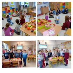 Światowy Dzień Owoców i Warzyw - uczniowie podczas zajęć tematycznych.