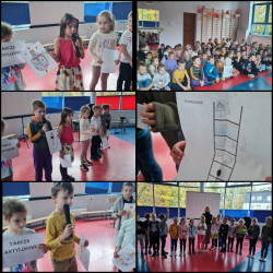 Realizacja Programu Wychowawczo - Profilaktycznego część 1 - uczniowie SP1 podczas zajęć tematycznych.