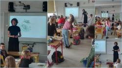 Uczniowie klas 1-3 podczas warsztatów czytelniczych z wydawnictwem Zakamarki.