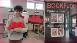 Walentynki w bibliotece szkolnej - uczniowie podczas walentynkowych zabaw.