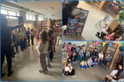 W magicznym świecie teatru - uczniowie podczas zajęć tematycznych w bibliotece szkolnej.