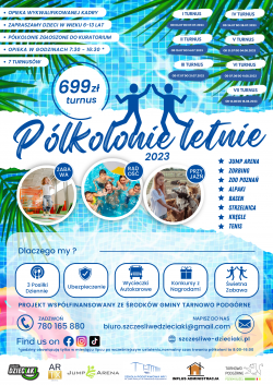 Letnie Półkolonie 2023 - Szczęśliwe Dzieciaki - plakat