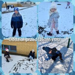 Oddział przedszkolny 0b - zabawy na śniegu..