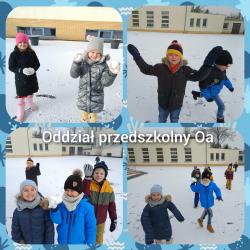 Oddział przedszkolny 0a - zabawy na śniegu..