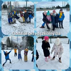 Oddział przedszkolny 0a - zabawy na śniegu.