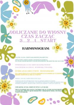 Odliczanie do wiosny czas zacząć. 3... 2... 1... start. Harmonogram.