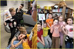 Dzień Kubusia Puchatka w bibliotece szkolnej.